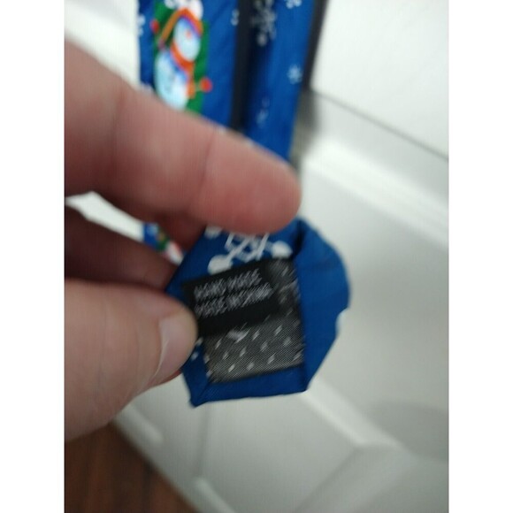 keith daniels Blue Base Snowman Snowflake Tie. - Picture 9 of 11